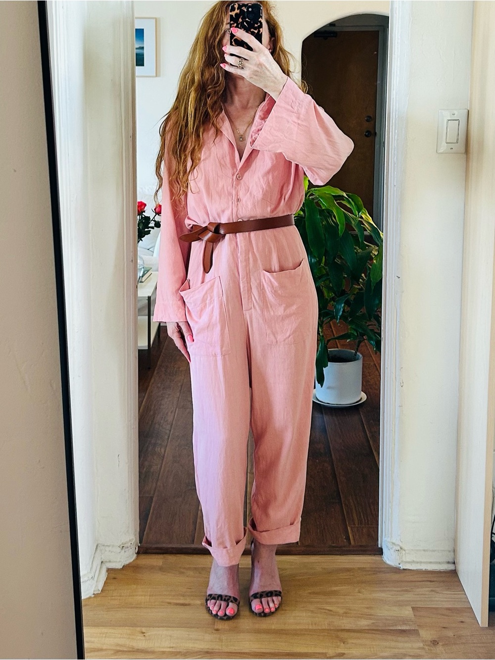 Cissa (formerly Cisco) Pink Long-Sleeve Utility Jumpsuit
